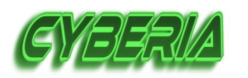 slanted green text saying 'Cyberia'